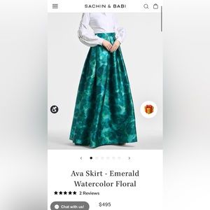 Sachin & Babi Emerald Green Watercolor Skirt